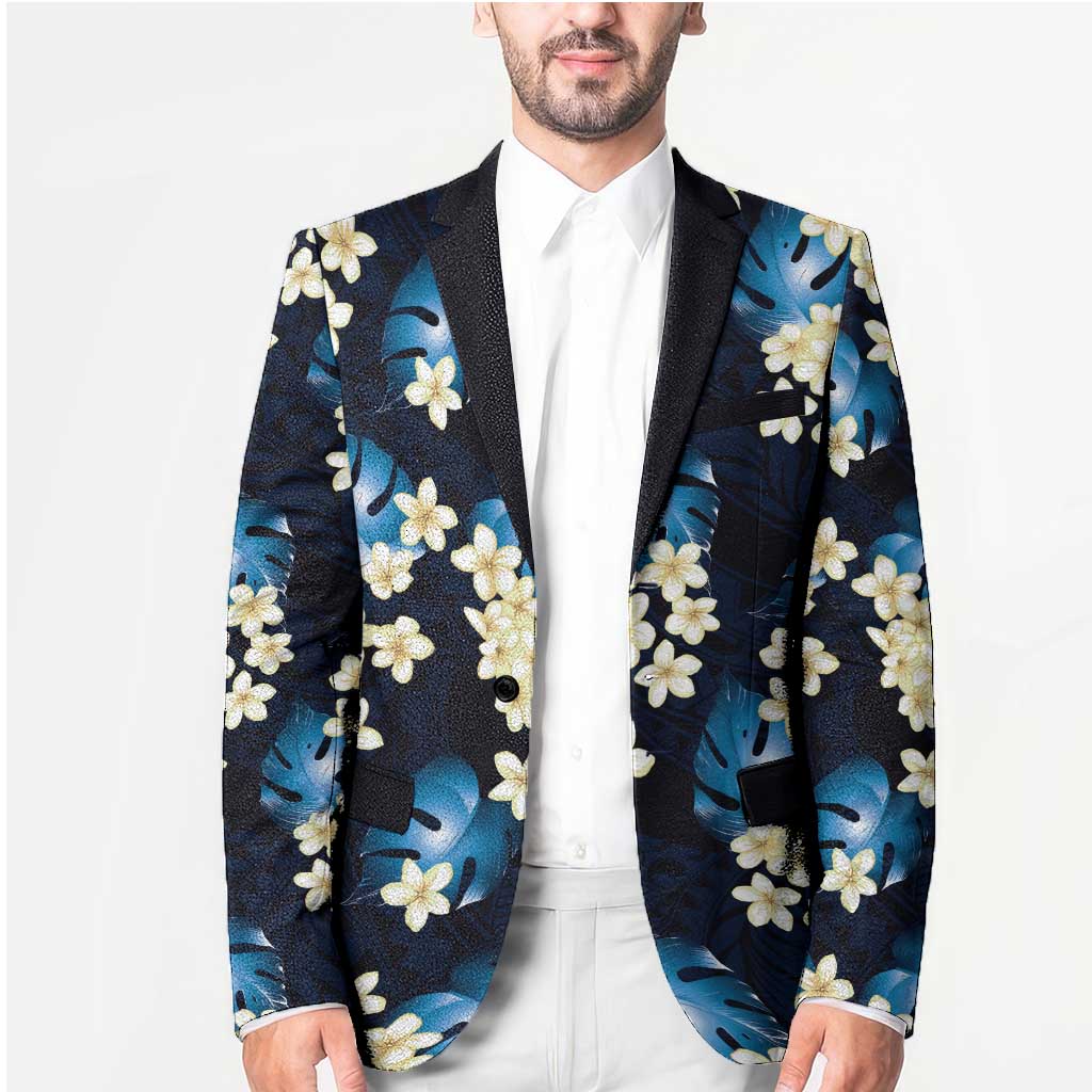 Blue Tropical Hawaii Blazer Seamless Monstera Plumeria Hawaiian Pattern LT14 - Polynesian Pride