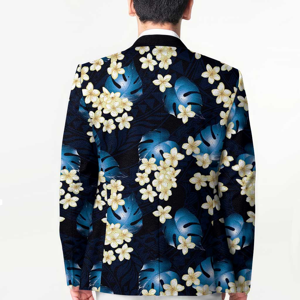 Blue Tropical Hawaii Blazer Seamless Monstera Plumeria Hawaiian Pattern LT14 - Polynesian Pride