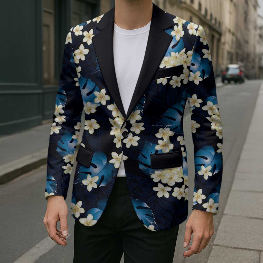 Blue Tropical Hawaii Blazer Seamless Monstera Plumeria Hawaiian Pattern LT14 - Polynesian Pride