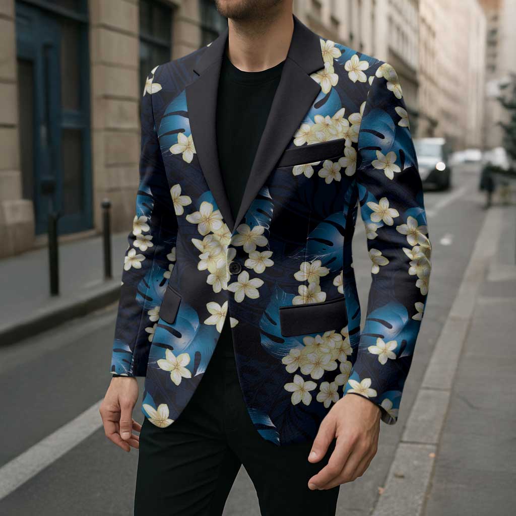 Blue Tropical Hawaii Blazer Seamless Monstera Plumeria Hawaiian Pattern LT14 - Polynesian Pride