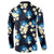 Blue Tropical Hawaii Button Sweatshirt Seamless Monstera Plumeria Hawaiian Pattern - Polynesian Pride