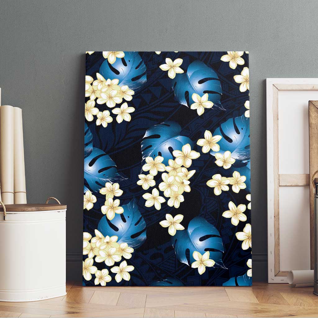 Blue Tropical Hawaii Canvas Wall Art Seamless Monstera Plumeria Hawaiian Pattern LT14 - Polynesian Pride