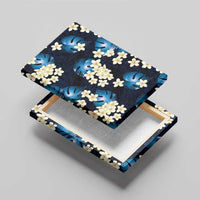 Blue Tropical Hawaii Canvas Wall Art Seamless Monstera Plumeria Hawaiian Pattern LT14 - Polynesian Pride