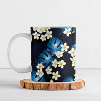 Blue Tropical Hawaii Ceramic Mug Seamless Monstera Plumeria Hawaiian Pattern LT14 Blue - Polynesian Pride