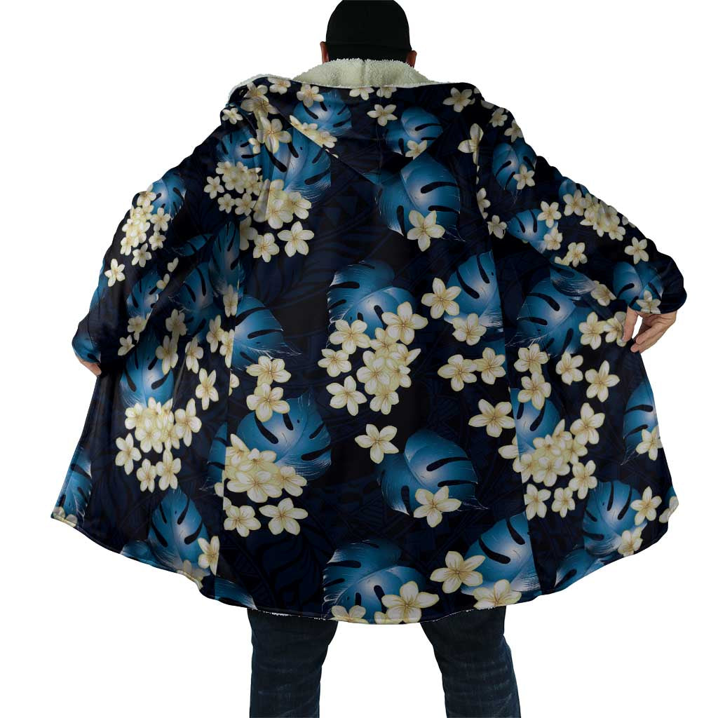 Blue Tropical Hawaii Cloak Seamless Monstera Plumeria Hawaiian Pattern - Polynesian Pride