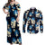 Blue Tropical Hawaii Couples Matching Off Shoulder Maxi Dress and Long Sleeve Button Shirt Seamless Monstera Plumeria Hawaiian Pattern - Polynesian Pride
