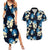 Blue Tropical Hawaii Couples Matching Summer Maxi Dress and Hawaiian Shirt Seamless Monstera Plumeria Hawaiian Pattern - Polynesian Pride