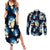 Blue Tropical Hawaii Couples Matching Summer Maxi Dress and Long Sleeve Button Shirt Seamless Monstera Plumeria Hawaiian Pattern - Polynesian Pride
