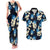 Blue Tropical Hawaii Couples Matching Tank Maxi Dress and Hawaiian Shirt Seamless Monstera Plumeria Hawaiian Pattern - Polynesian Pride