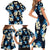 Blue Tropical Hawaii Family Matching Short Sleeve Bodycon Dress and Hawaiian Shirt Seamless Monstera Plumeria Hawaiian Pattern - Polynesian Pride