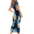Blue Tropical Hawaii Family Matching Short Sleeve Bodycon Dress and Hawaiian Shirt Seamless Monstera Plumeria Hawaiian Pattern - Polynesian Pride