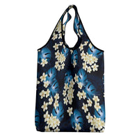 Blue Tropical Hawaii Grocery Bag Seamless Monstera Plumeria Hawaiian Pattern - Polynesian Pride