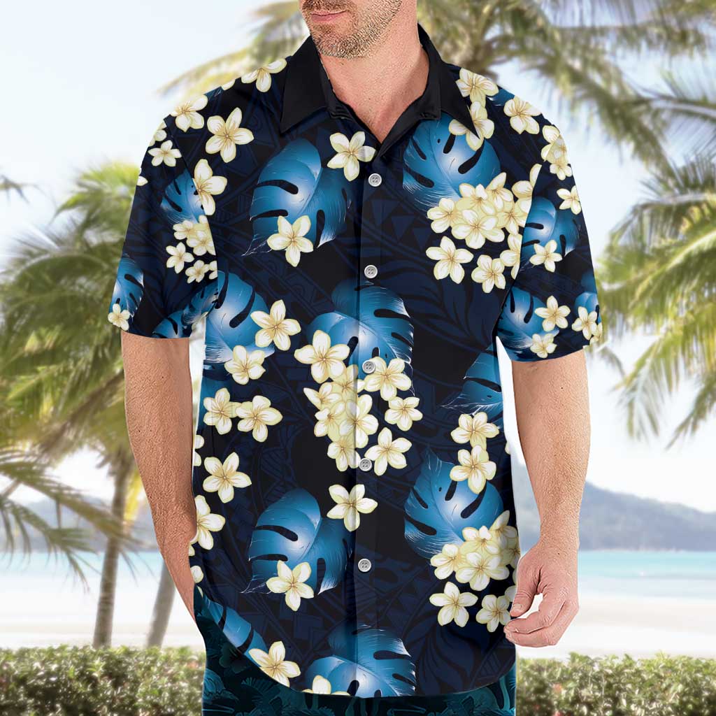 Blue Tropical Hawaii Hawaiian Shirt Seamless Monstera Plumeria Hawaiian Pattern - Polynesian Pride