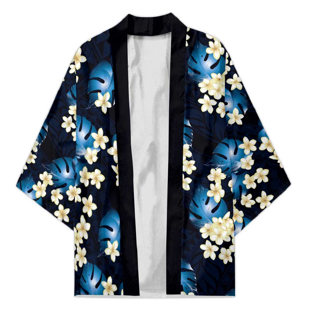 Blue Tropical Hawaii Kimono Seamless Monstera Plumeria Hawaiian Pattern - Polynesian Pride
