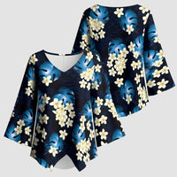 Blue Tropical Hawaii Kimono Sleeve Blouse Seamless Monstera Plumeria Hawaiian Pattern LT14 - Polynesian Pride
