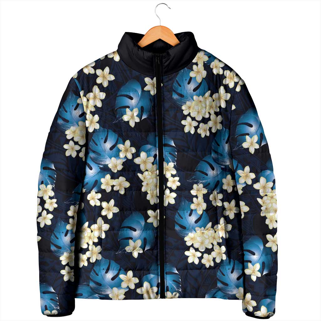 Blue Tropical Hawaii Padded Jacket Seamless Monstera Plumeria Hawaiian Pattern LT14 - Polynesian Pride