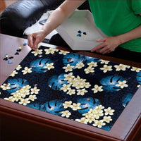 Blue Tropical Hawaii Puzzle Seamless Monstera Plumeria Hawaiian Pattern LT14 - Polynesian Pride