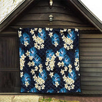 Blue Tropical Hawaii Quilt Seamless Monstera Plumeria Hawaiian Pattern - Polynesian Pride