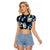 Blue Tropical Hawaii Raglan Cropped T Shirt Seamless Monstera Plumeria Hawaiian Pattern - Polynesian Pride
