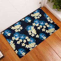 Blue Tropical Hawaii Rubber Doormat Seamless Monstera Plumeria Hawaiian Pattern LT14 - Polynesian Pride