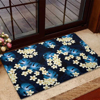 Blue Tropical Hawaii Rubber Doormat Seamless Monstera Plumeria Hawaiian Pattern LT14 - Polynesian Pride
