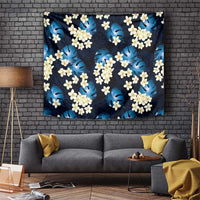 Blue Tropical Hawaii Tapestry Seamless Monstera Plumeria Hawaiian Pattern - Polynesian Pride