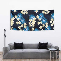 Blue Tropical Hawaii Tapestry Seamless Monstera Plumeria Hawaiian Pattern - Polynesian Pride