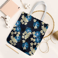 Blue Tropical Hawaii Tote Bag Seamless Monstera Plumeria Hawaiian Pattern - Polynesian Pride