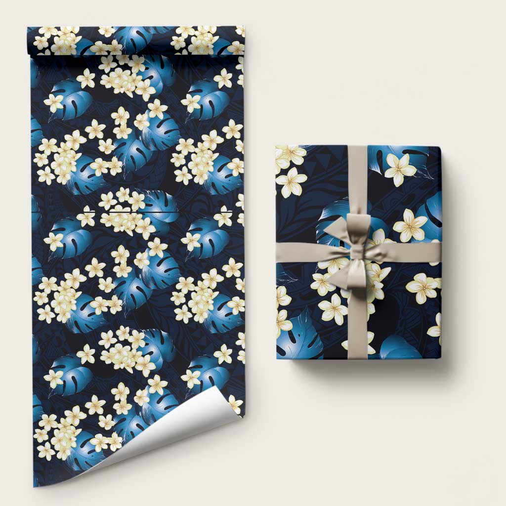 Blue Tropical Hawaii Wrapping Paper Seamless Monstera Plumeria Hawaiian Pattern LT14 58" × 23" Blue - Polynesian Pride