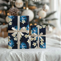 Blue Tropical Hawaii Wrapping Paper Seamless Monstera Plumeria Hawaiian Pattern LT14 - Polynesian Pride