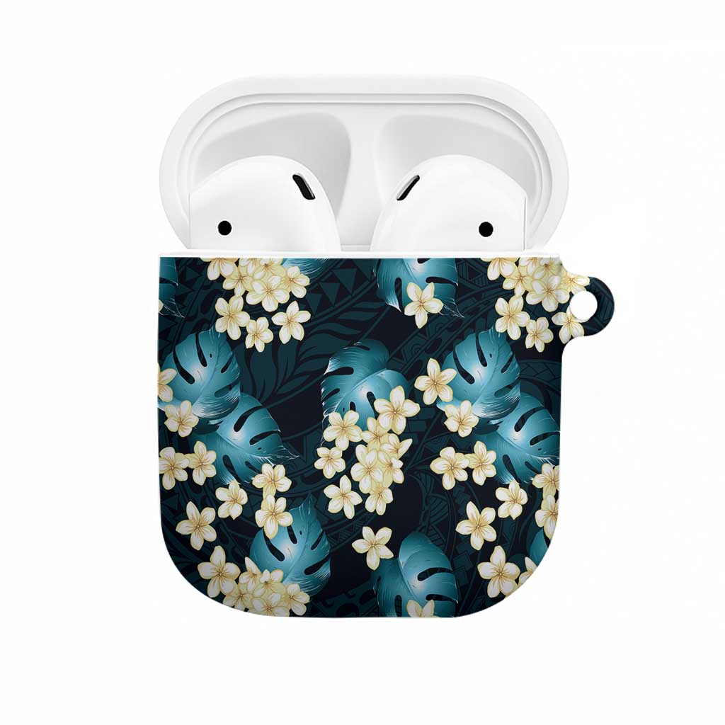 Dark Cyan Tropical Hawaii AirPods Case Seamless Monstera Plumeria Hawaiian Pattern LT14 Dark Cyan - Polynesian Pride