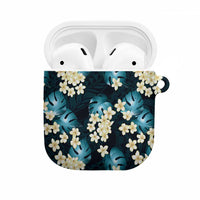 Dark Cyan Tropical Hawaii AirPods Case Seamless Monstera Plumeria Hawaiian Pattern LT14 Dark Cyan - Polynesian Pride