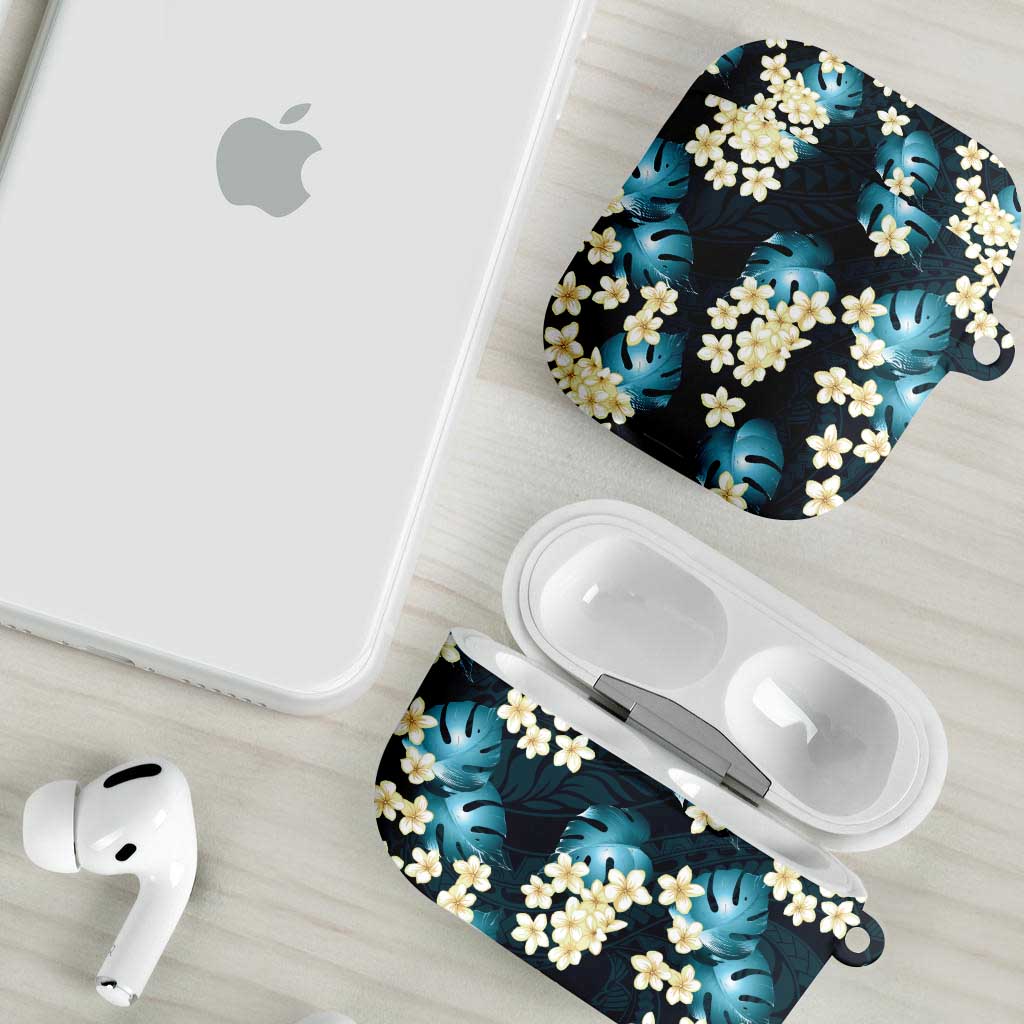 Dark Cyan Tropical Hawaii AirPods Case Seamless Monstera Plumeria Hawaiian Pattern LT14 - Polynesian Pride