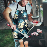 Dark Cyan Tropical Hawaii Apron Seamless Monstera Plumeria Hawaiian Pattern LT14 - Polynesian Pride