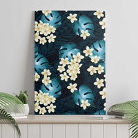 Dark Cyan Tropical Hawaii Canvas Wall Art Seamless Monstera Plumeria Hawaiian Pattern LT14 - Polynesian Pride