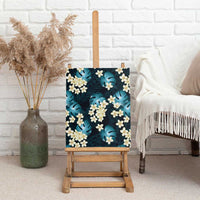 Dark Cyan Tropical Hawaii Canvas Wall Art Seamless Monstera Plumeria Hawaiian Pattern LT14 - Polynesian Pride