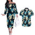 Dark Cyan Tropical Hawaii Couples Matching Off The Shoulder Long Sleeve Dress and Hawaiian Shirt Seamless Monstera Plumeria Hawaiian Pattern - Polynesian Pride
