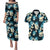 Dark Cyan Tropical Hawaii Couples Matching Puletasi and Hawaiian Shirt Seamless Monstera Plumeria Hawaiian Pattern - Polynesian Pride
