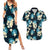 Dark Cyan Tropical Hawaii Couples Matching Summer Maxi Dress and Hawaiian Shirt Seamless Monstera Plumeria Hawaiian Pattern - Polynesian Pride