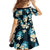 Dark Cyan Tropical Hawaii Family Matching Off The Shoulder Long Sleeve Dress and Hawaiian Shirt Seamless Monstera Plumeria Hawaiian Pattern - Polynesian Pride