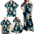 Dark Cyan Tropical Hawaii Family Matching Off Shoulder Maxi Dress and Hawaiian Shirt Seamless Monstera Plumeria Hawaiian Pattern - Polynesian Pride