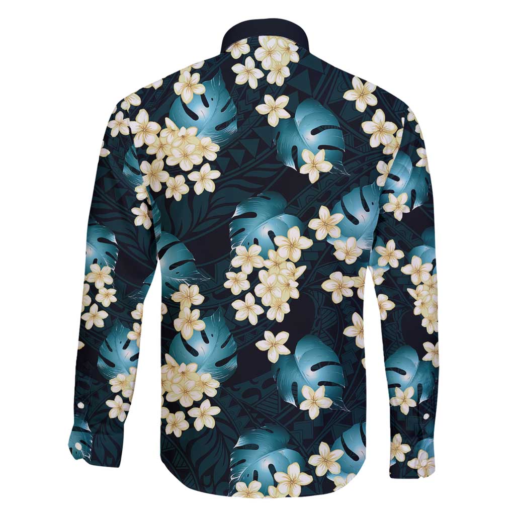 Dark Cyan Tropical Hawaii Family Matching Puletasi and Hawaiian Shirt Seamless Monstera Plumeria Hawaiian Pattern - Polynesian Pride