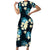 Dark Cyan Tropical Hawaii Family Matching Short Sleeve Bodycon Dress and Hawaiian Shirt Seamless Monstera Plumeria Hawaiian Pattern - Polynesian Pride