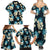 Dark Cyan Tropical Hawaii Family Matching Summer Maxi Dress and Hawaiian Shirt Seamless Monstera Plumeria Hawaiian Pattern - Polynesian Pride