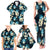 Dark Cyan Tropical Hawaii Family Matching Tank Maxi Dress and Hawaiian Shirt Seamless Monstera Plumeria Hawaiian Pattern - Polynesian Pride