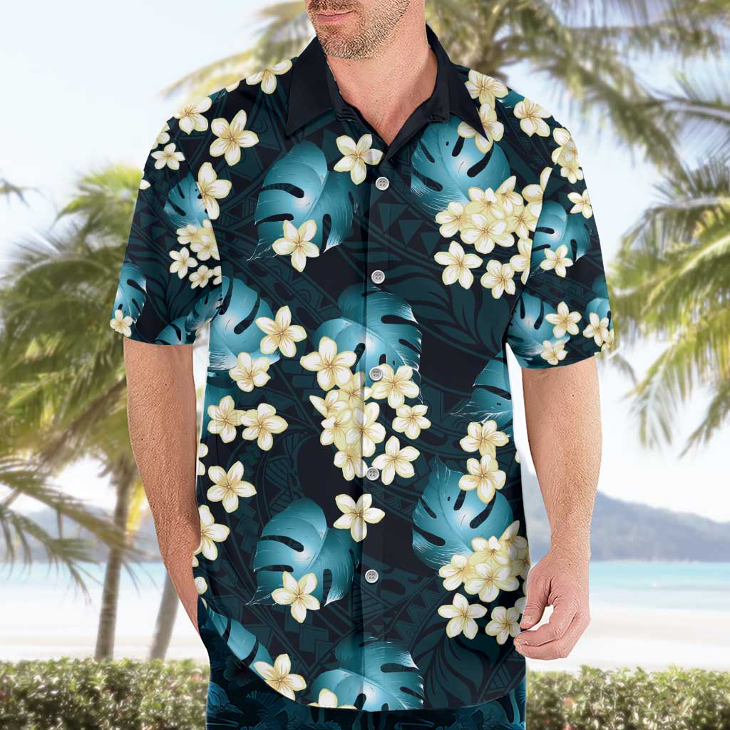 Dark Cyan Tropical Hawaii Hawaiian Shirt Seamless Monstera Plumeria Hawaiian Pattern - Polynesian Pride