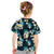 Dark Cyan Tropical Hawaii Kid T Shirt Seamless Monstera Plumeria Hawaiian Pattern - Polynesian Pride