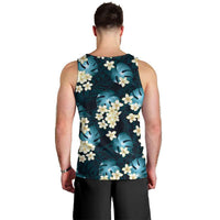Dark Cyan Tropical Hawaii Men Tank Top Seamless Monstera Plumeria Hawaiian Pattern LT14 - Polynesian Pride