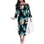 Dark Cyan Tropical Hawaii Off The Shoulder Long Sleeve Dress Seamless Monstera Plumeria Hawaiian Pattern - Polynesian Pride