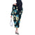 Dark Cyan Tropical Hawaii Off The Shoulder Long Sleeve Dress Seamless Monstera Plumeria Hawaiian Pattern - Polynesian Pride
